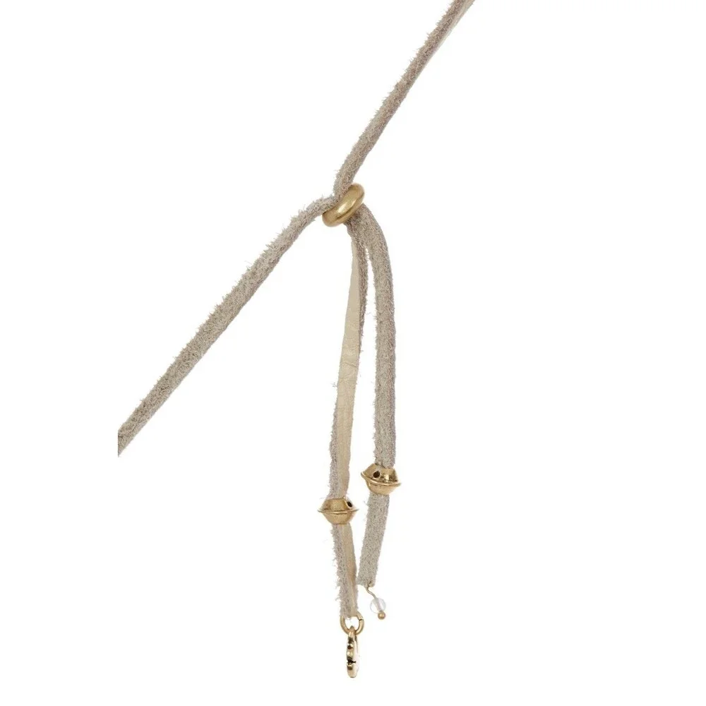 Lucky Brand Two-Tone Teardrop Pendant Leather Necklace